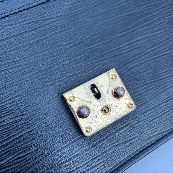 Versace Black Leather Wristlet Clutch Vintage with lock & key - Picture 10 of 17